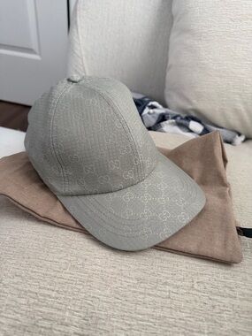 Gucci Pale Green Monogram Baseball Cap